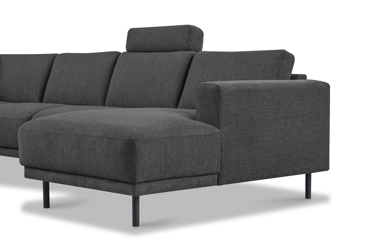 Moderne U-Bank hoekbank Antraciet Stof- links - 310x197x142 cm - Aniko