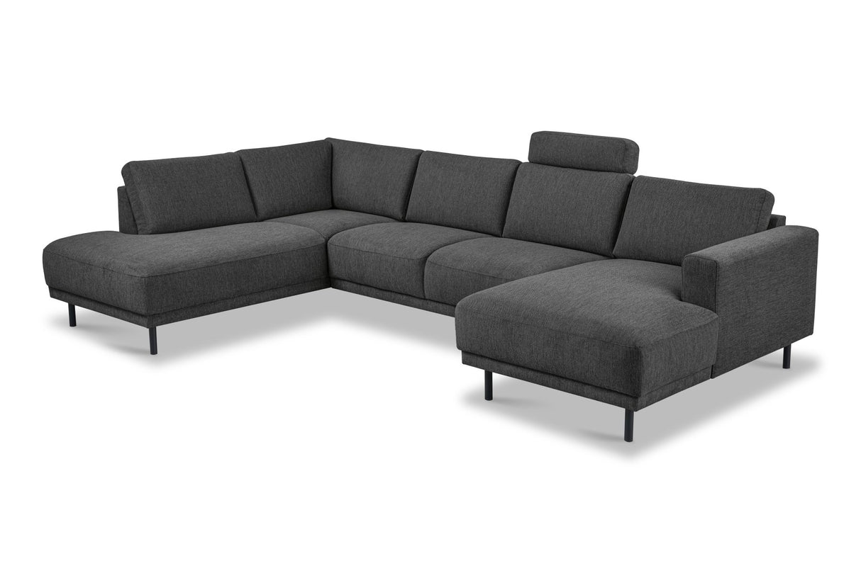 Moderne U-Bank hoekbank Antraciet Stof- links - 310x197x142 cm - Aniko