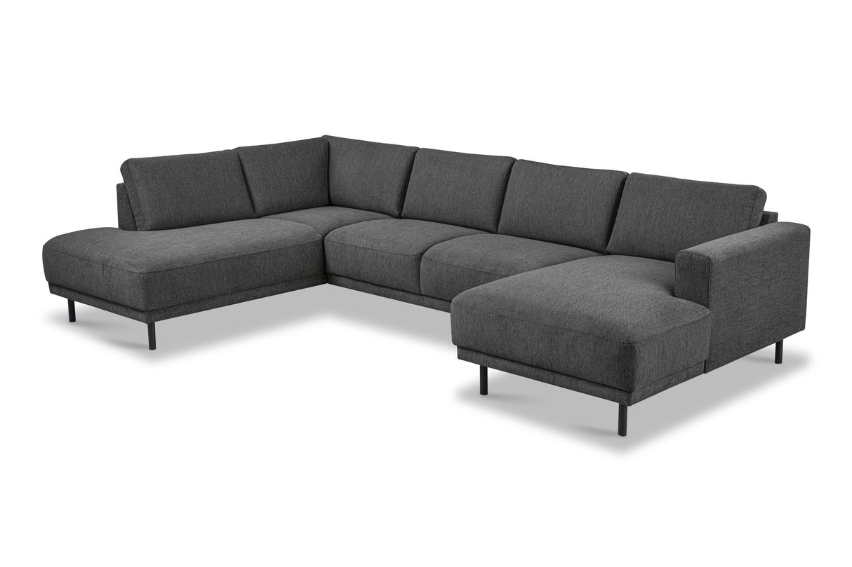 Moderne U-Bank hoekbank Antraciet Stof- links - 310x197x142 cm - Aniko