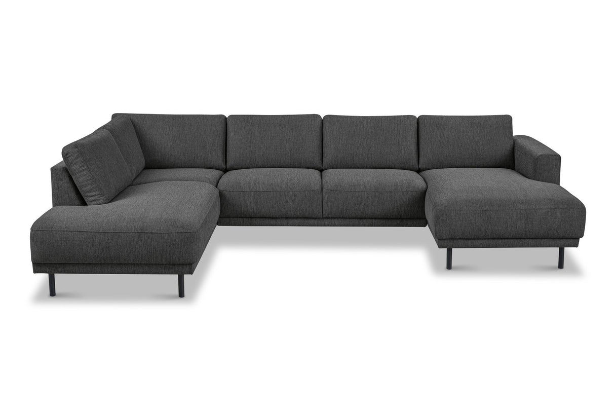 Moderne U-Bank hoekbank Antraciet Stof- links - 310x197x142 cm - Aniko