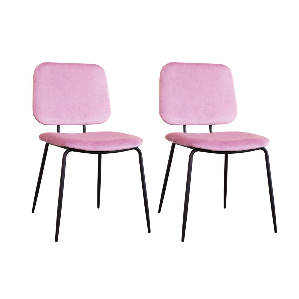 Set van 2 Eetkamerstoelen Jerry Velvet Roze - Zonder Armleuningen