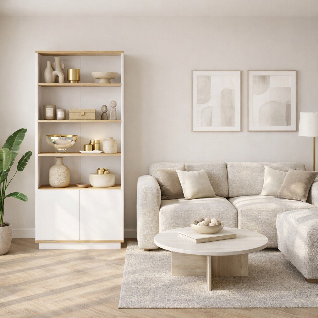 Boekenkast Nautica Atlantisch Dennenhout Wit Melamine 75x168,3x26,8 cm