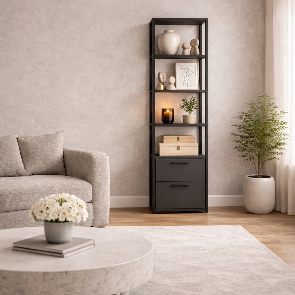 Boekenkast Robbins Black Zwart Antraciet Melamine 39x160x39 cm