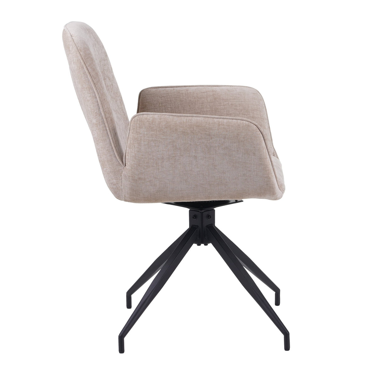 Set van 4 Draaibare Eetkamerstoelen Nela Chenille Beige - Met Armleuningen