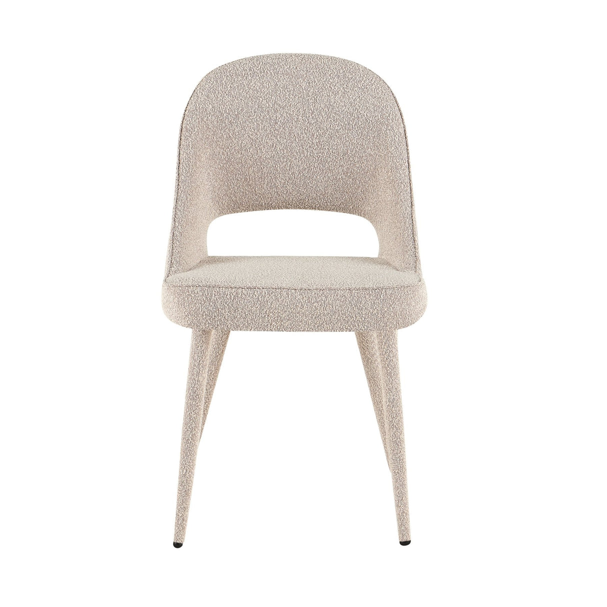Eetkamerstoelen-Eetkamerstoel zandkleur bouclé Yumi - Japandi - volledig gestoffeerd-Dimehouse