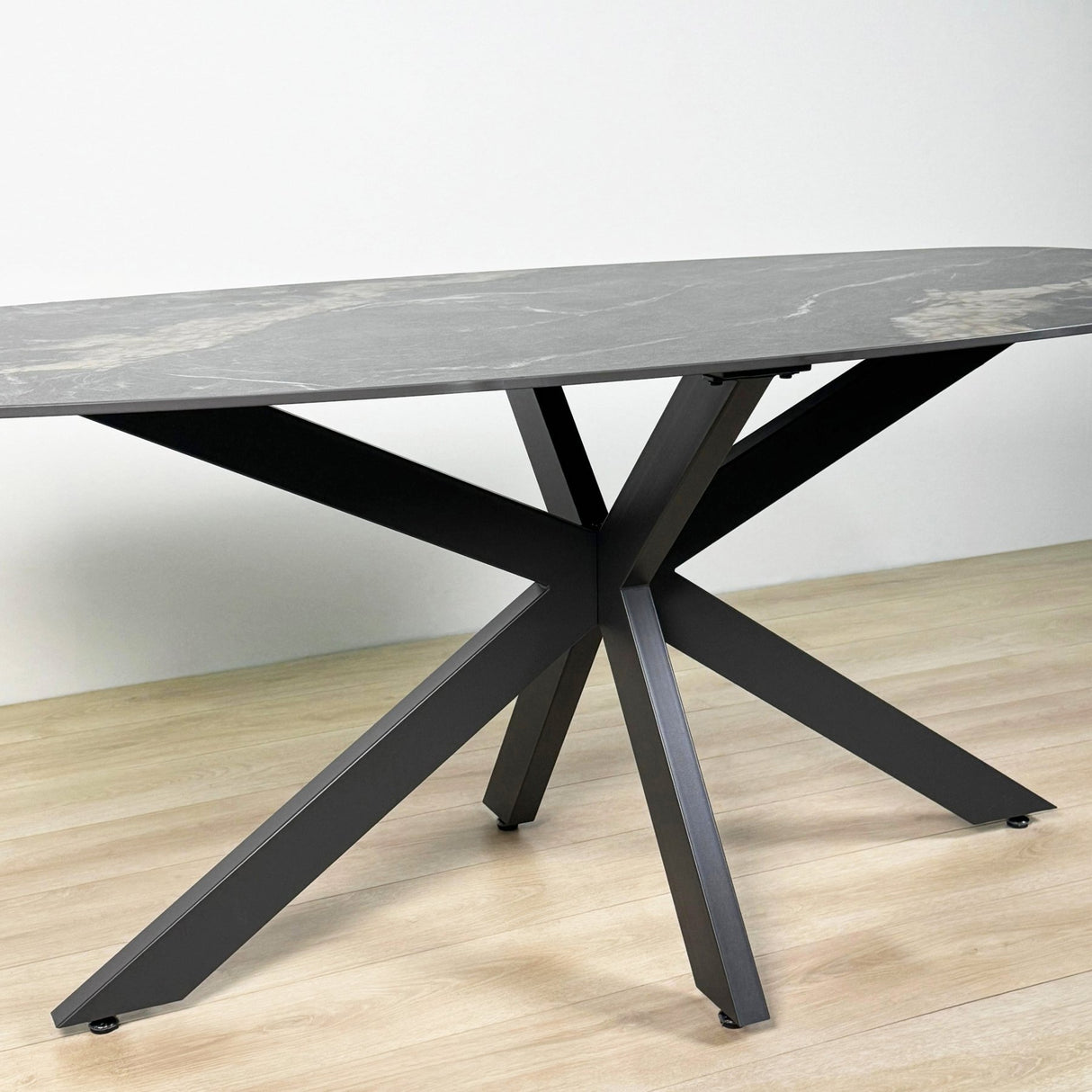 Eettafel Dolore 180x90 cm Deens Ovaal Marmerlook Zwart