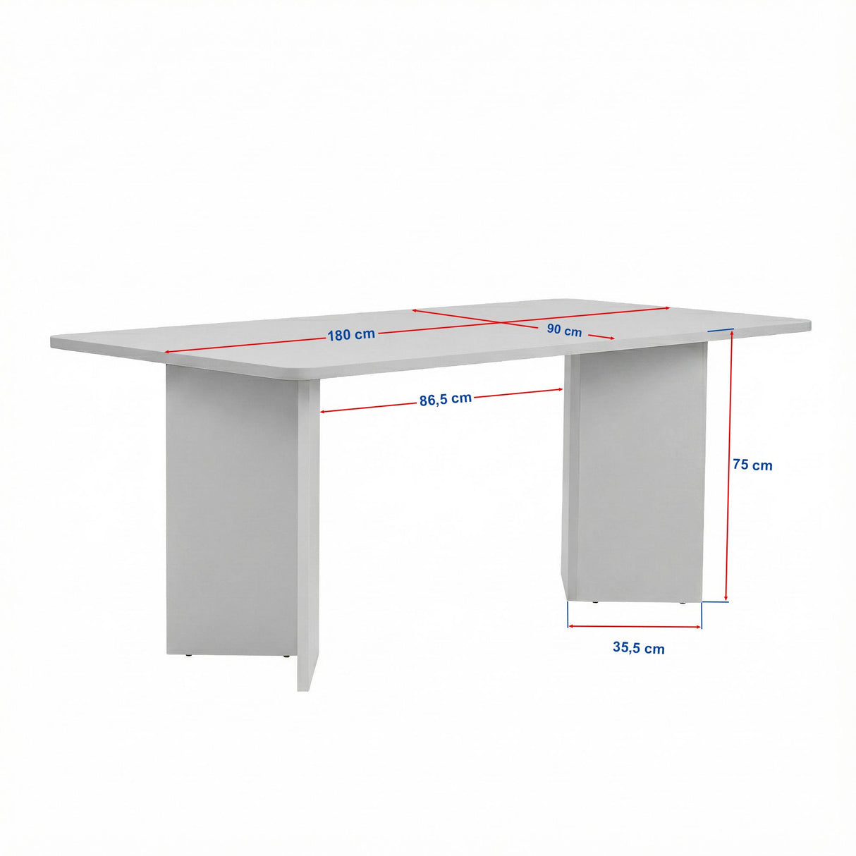 Eettafel Wit Melamine rechthoekig 180x89,5x75 cm - Linova
