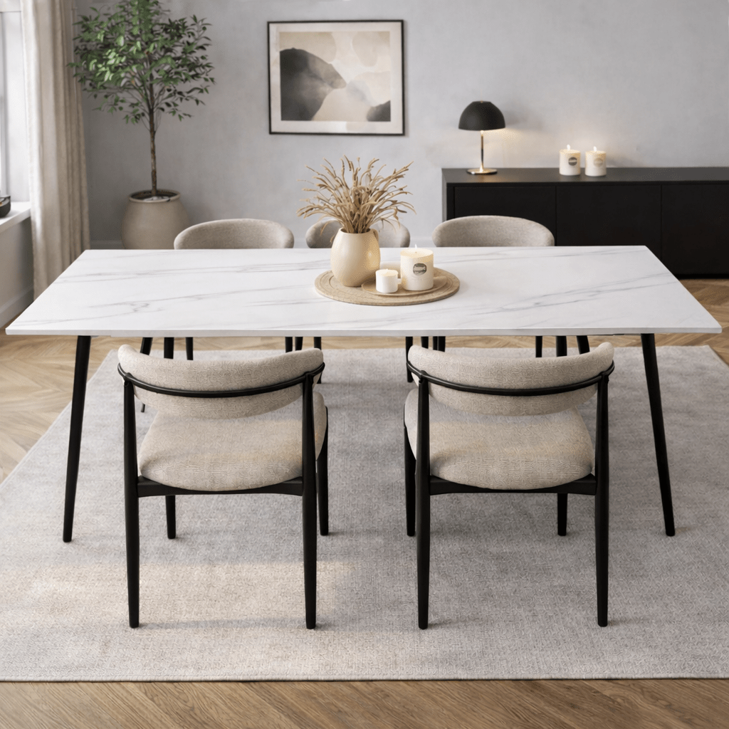 Eettafel Sintered Stone Marmerlook Wit - Jules