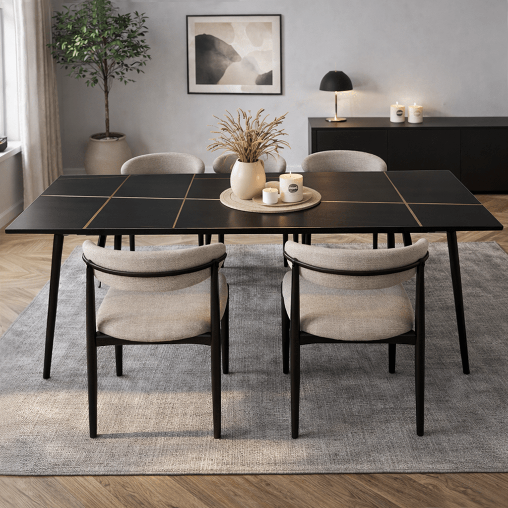 Eettafel Sintered Stone Marmerlook Zwart - Jules