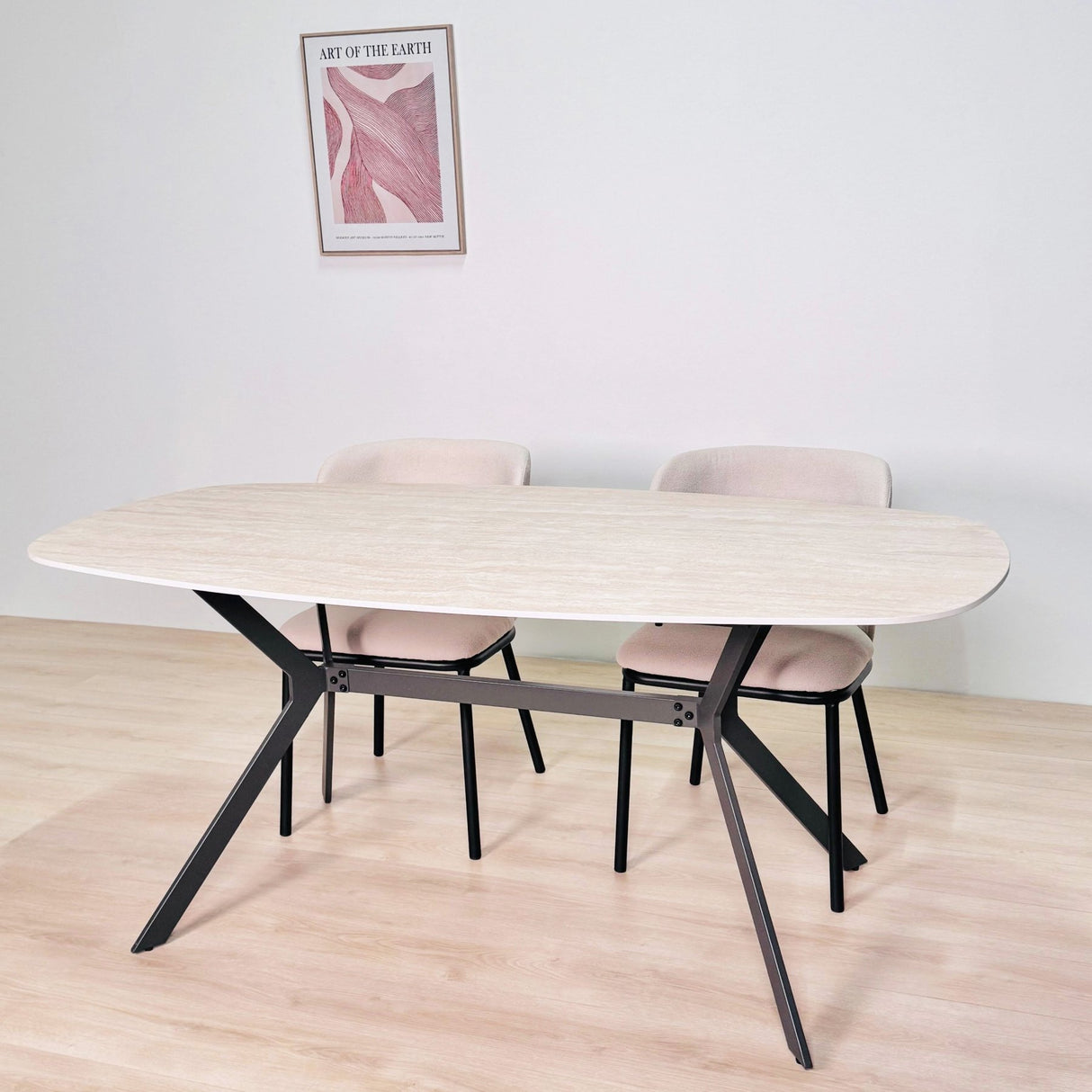 Eettafel Vesta Deens Ovaal Keramiek Travertinlook 180 cm