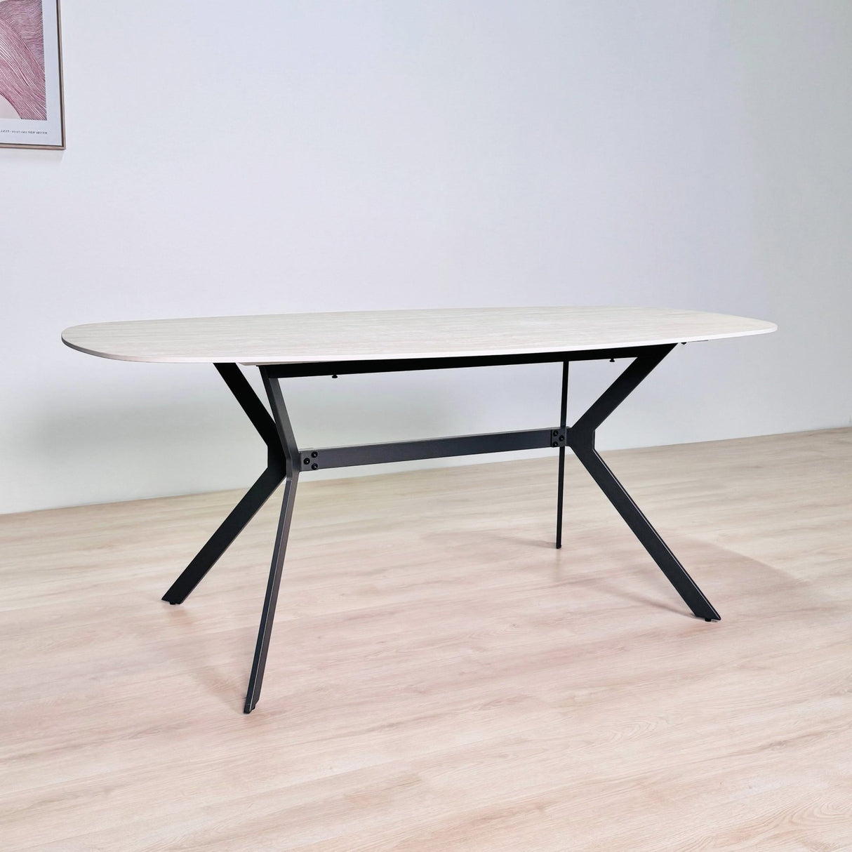 Eettafel Vesta Deens Ovaal Keramiek Travertinlook 180 cm