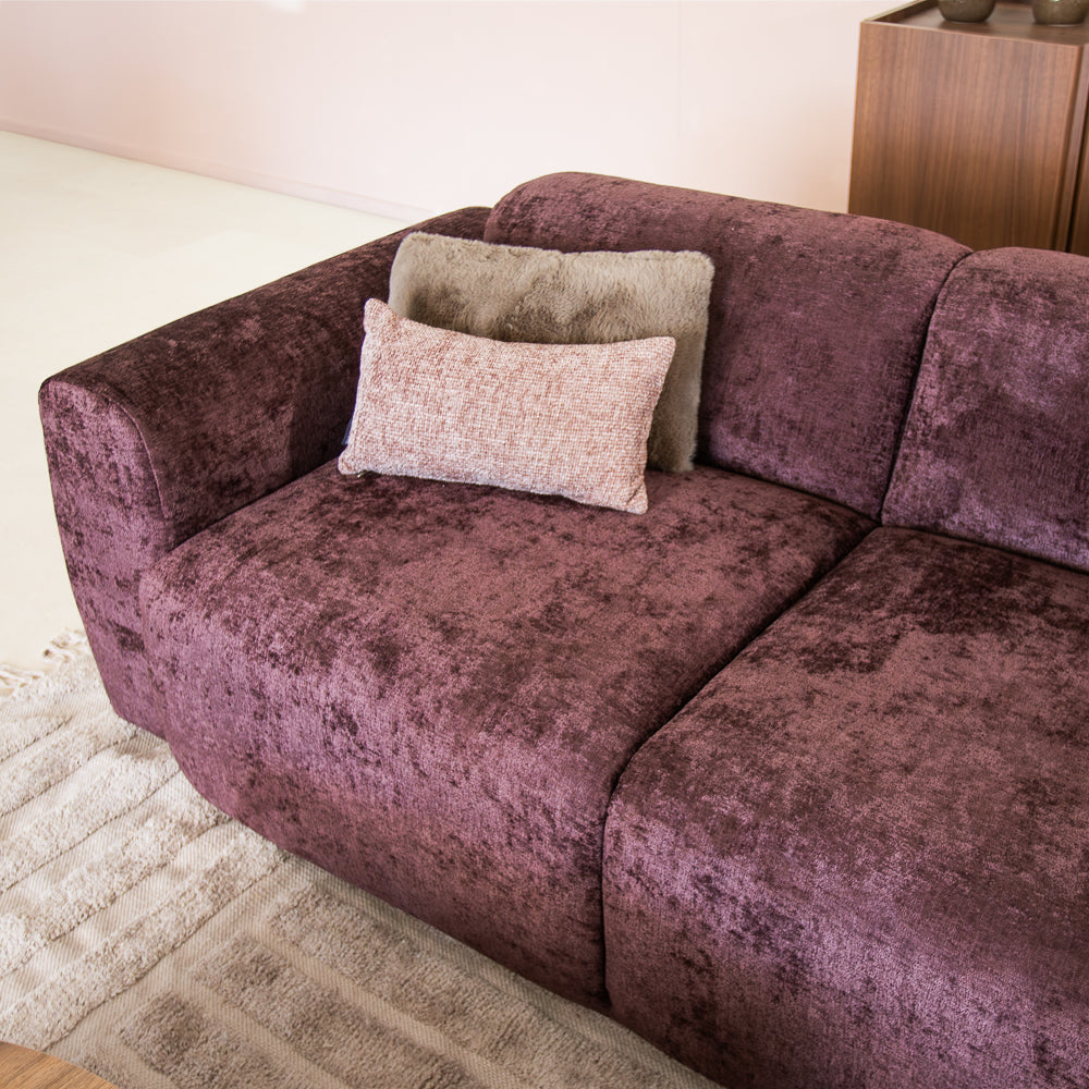 Hoekbank paars chenille stof - 292x170 cm - Shane - rechts