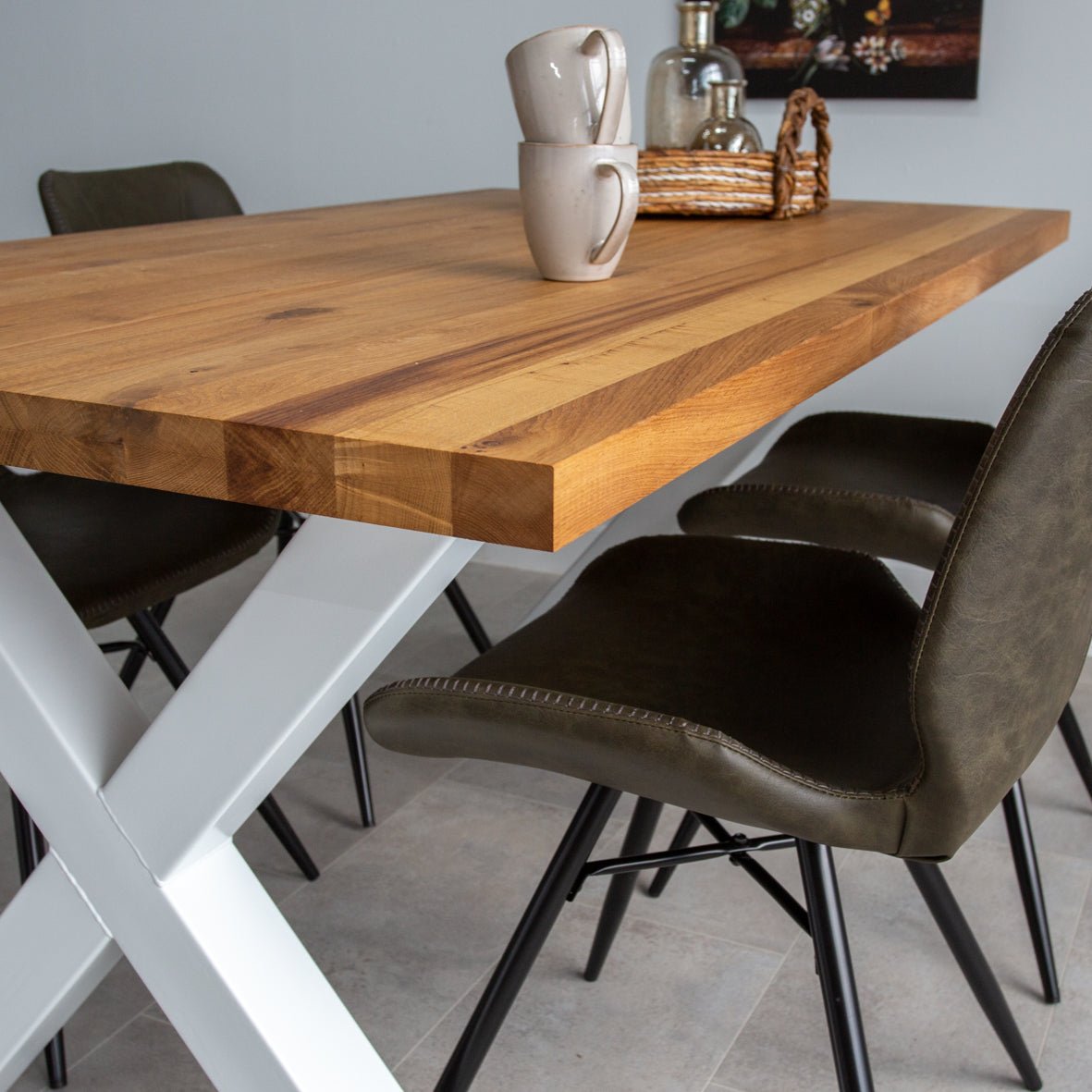 Eettafel Rover Eikenhout X-poot Wit
