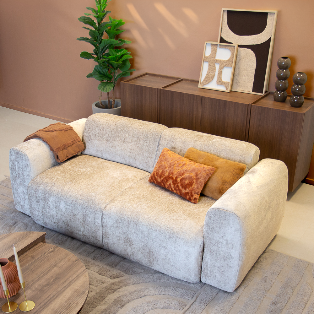 2-zits bank beige chenille stof - 195x85 cm - Shane