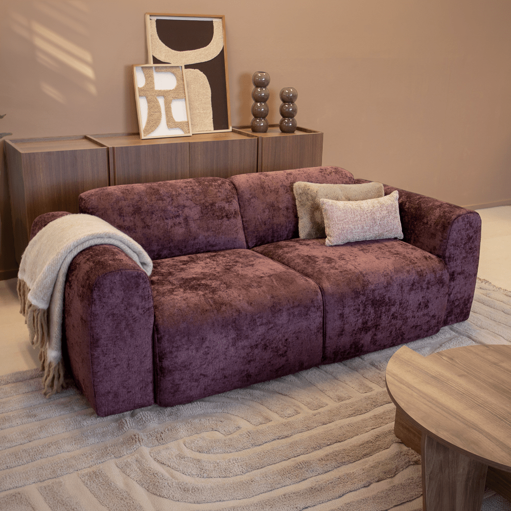 Banken-2-zits bank paars chenille stof - 195x85 cm - Shane-Dimehouse