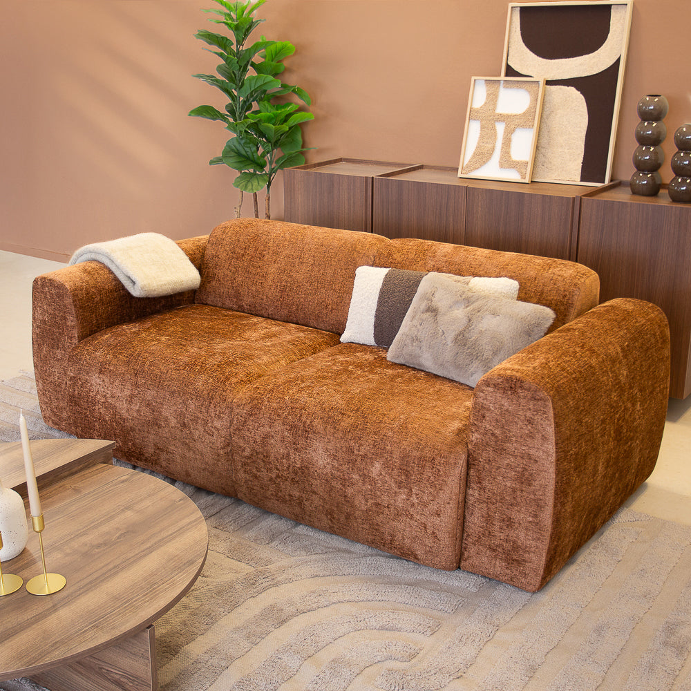 2-zits bank oker chenille stof - 195x85 cm - Shane
