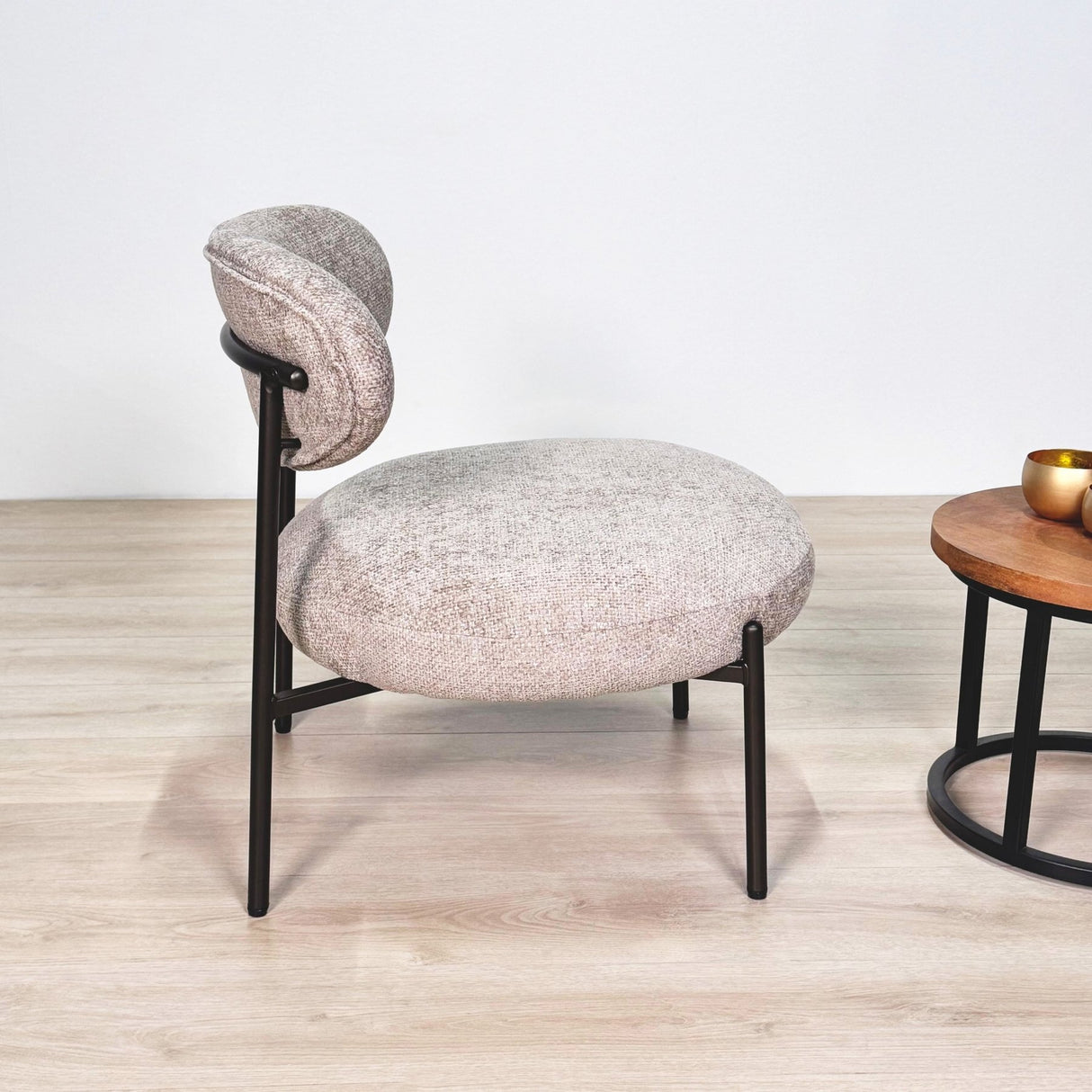 Fauteuil Nova Rond Zandkleurige Stof