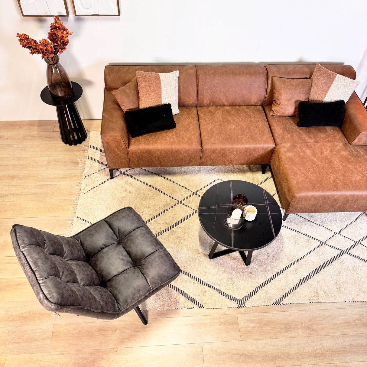 Draaifauteuil Yuki Antraciet Eco-leer 360° Draaibaar