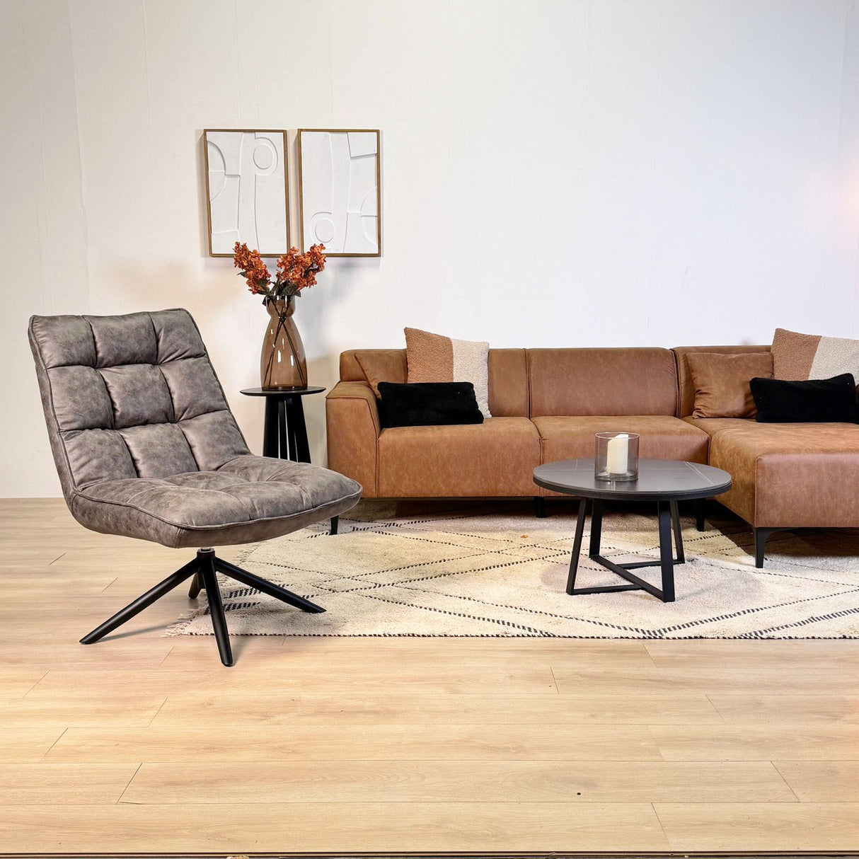 Draaifauteuil Yuki Antraciet Eco-leer 360° Draaibaar