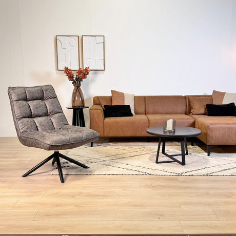 Draaifauteuil Yuki Antraciet Eco-leer 360° Draaibaar