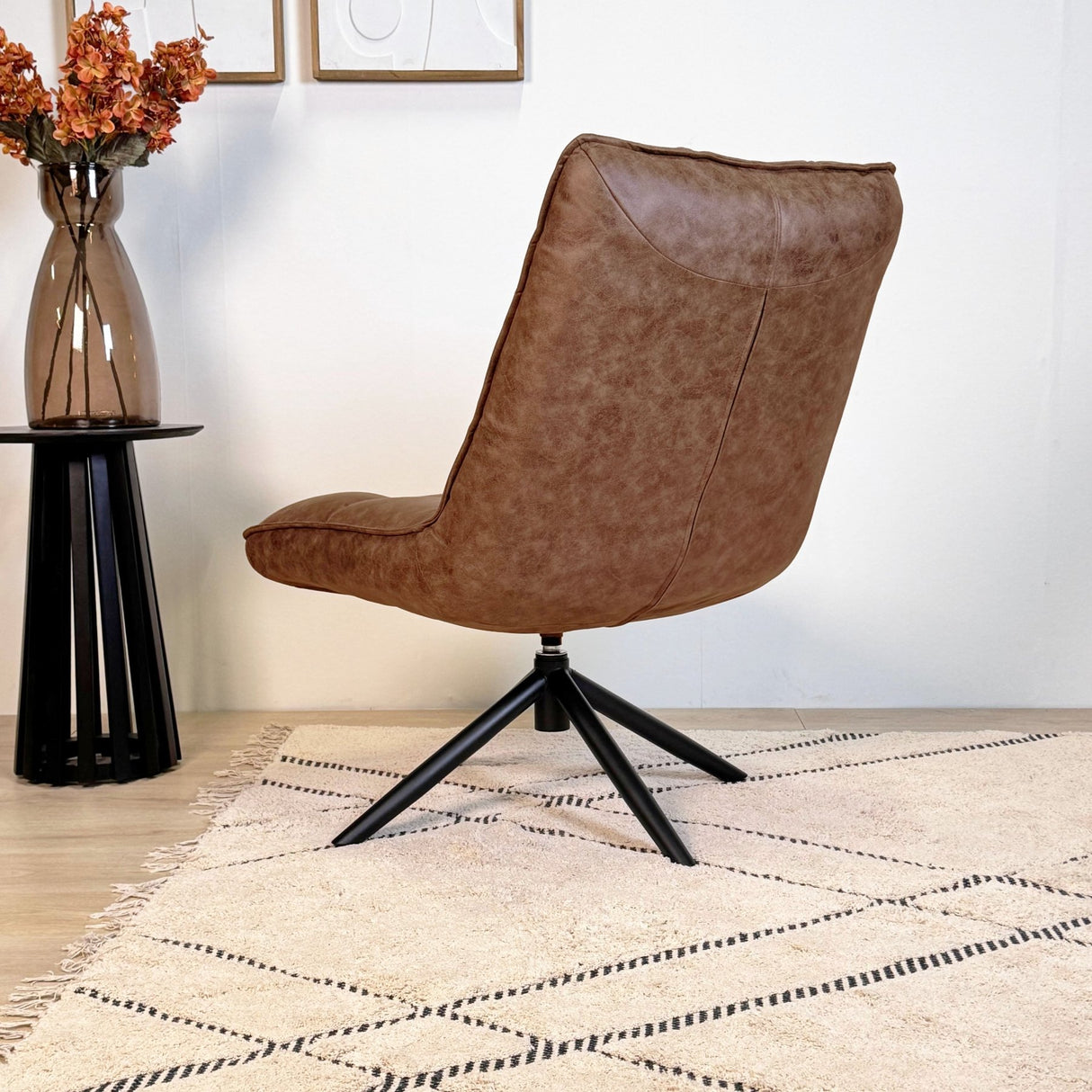 Draaifauteuil Yuki Cognac Eco-leer 360° Draaibaar