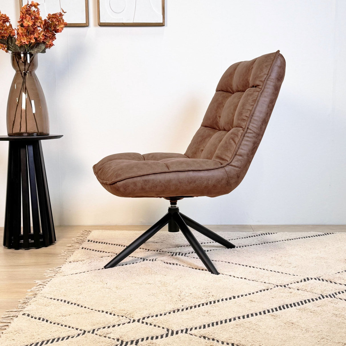 Draaifauteuil Yuki Cognac Eco-leer 360° Draaibaar