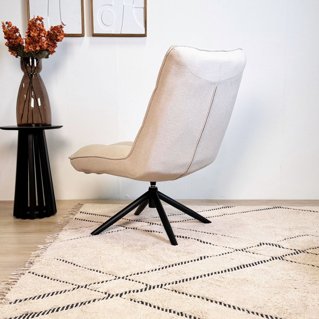 Draaifauteuil Yuki Beige Bouclé 360° Draaibaar