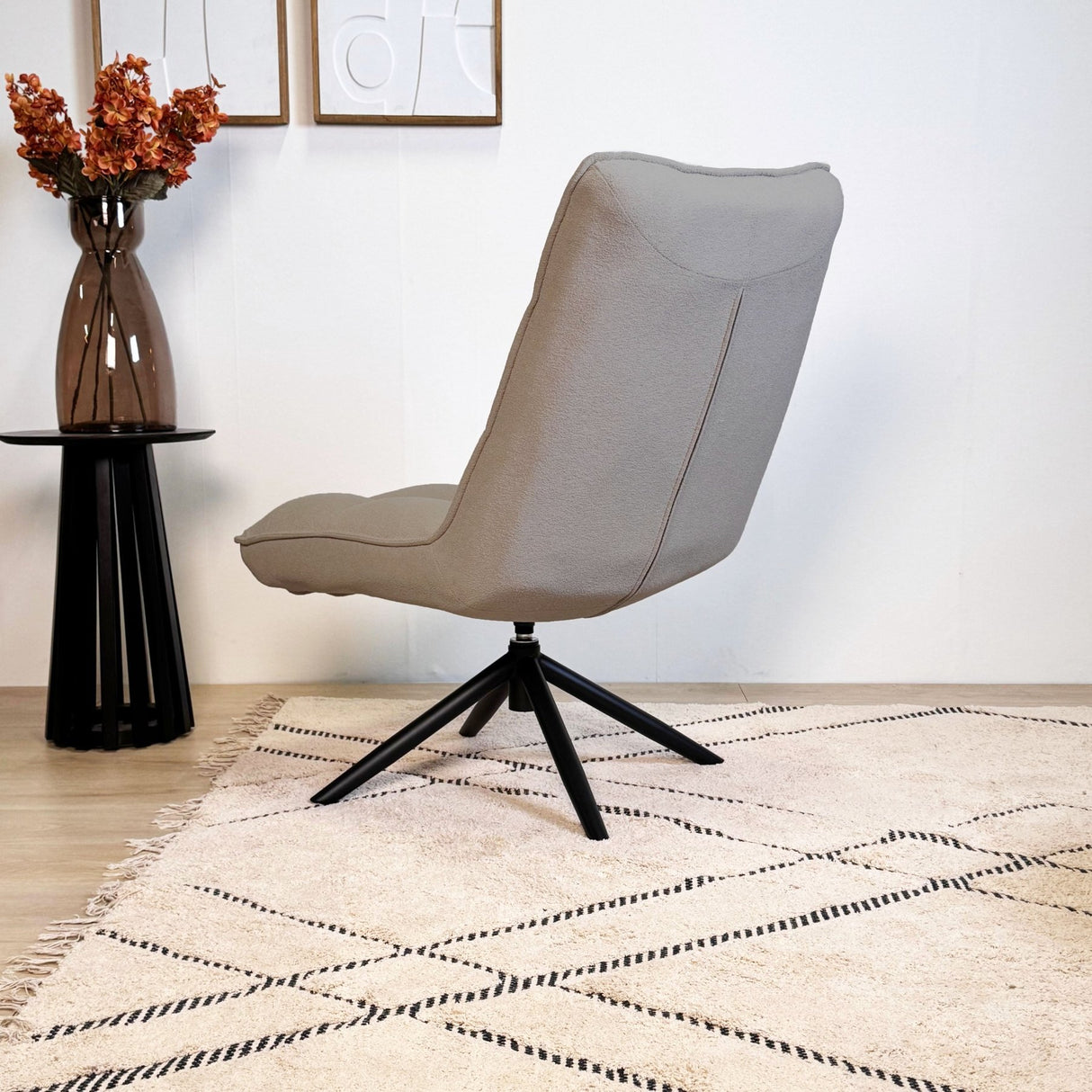 Draaifauteuil Yuki Taupe Bouclé 360° Draaibaar