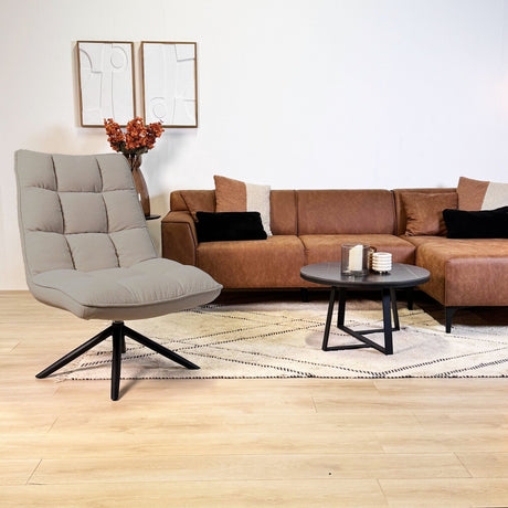Draaifauteuil Yuki Taupe Bouclé 360° Draaibaar