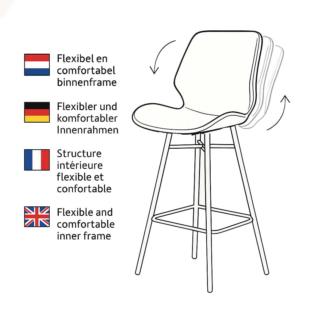 Beau Barkruk Zwart Chenille Stof - 67 cm Zithoogte - Zonder Armleuningen