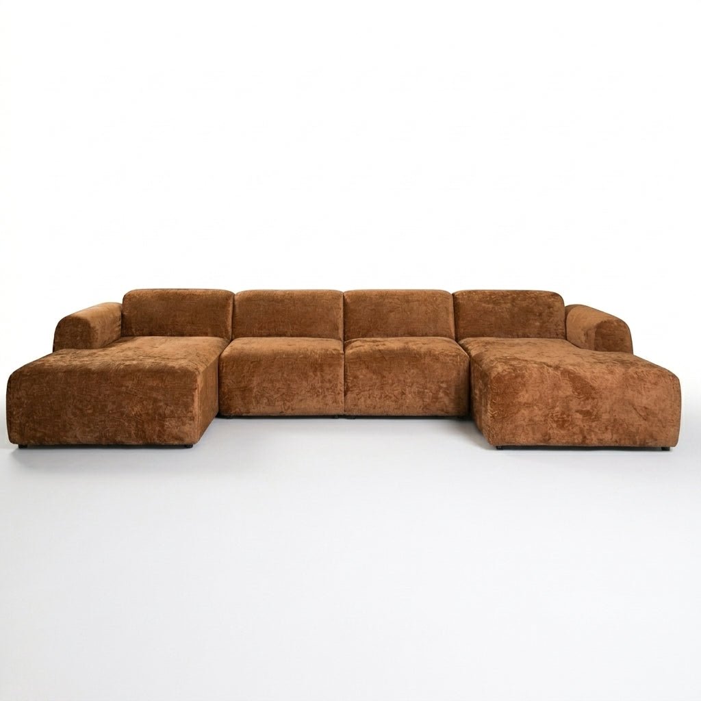 Banken-U-bank oker chenille stof - 342x165 cm - Shane-Dimehouse