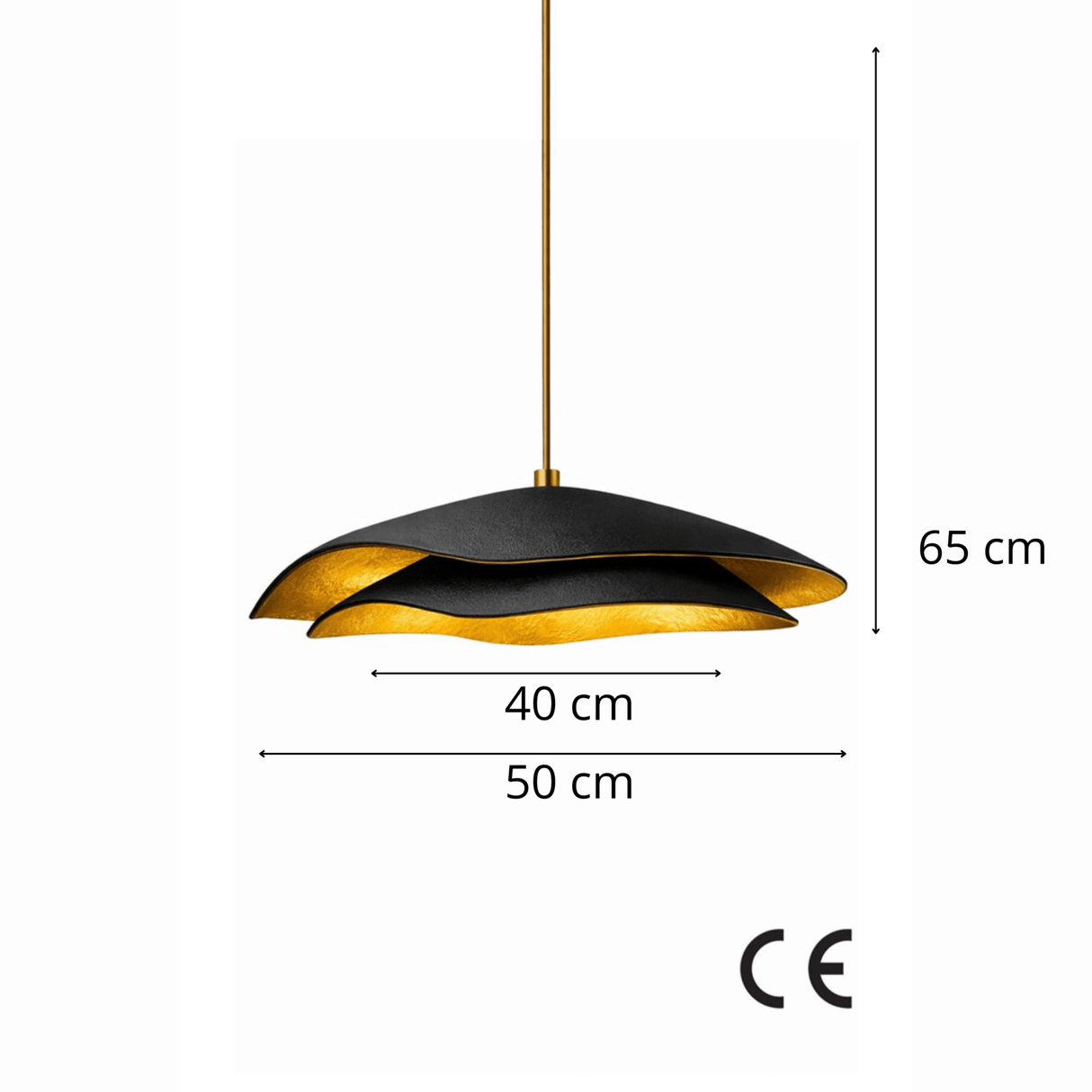 Hanglamp zwart met goud carbon betonnen kap - 40 en 50 cm - Flowing