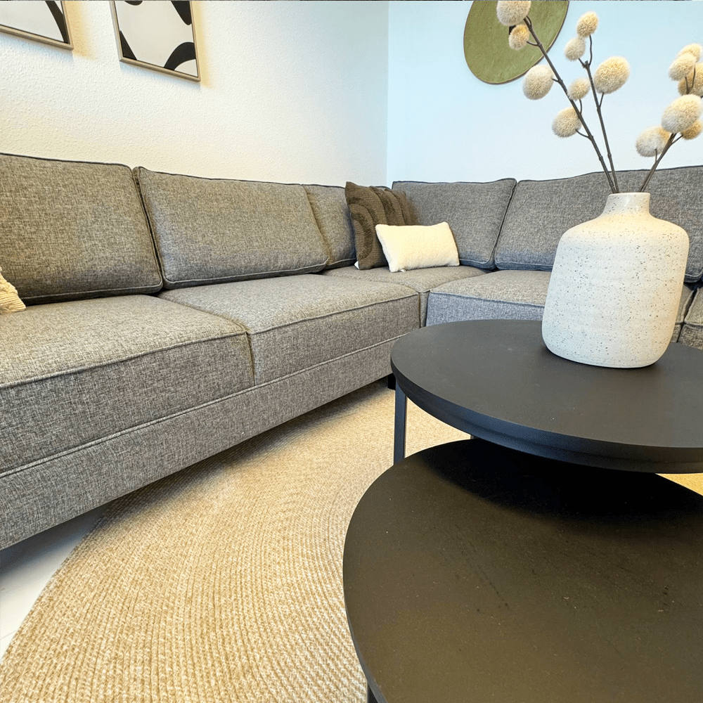 Hoekbank Kale Stof Grijs - vijf persoons