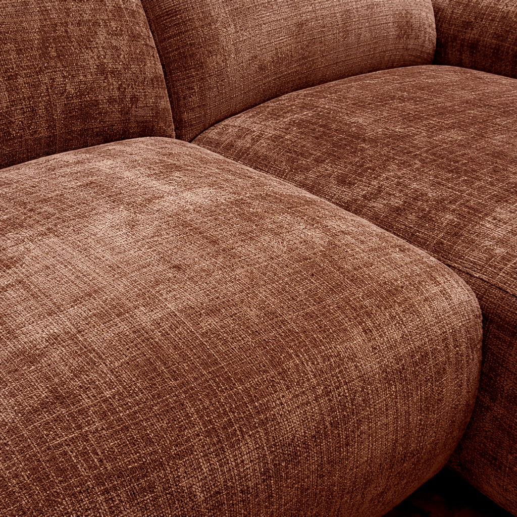 Banken - Hoekbank koper chenille stof - 292x169 cm - Shane - rechts - Dimehouse