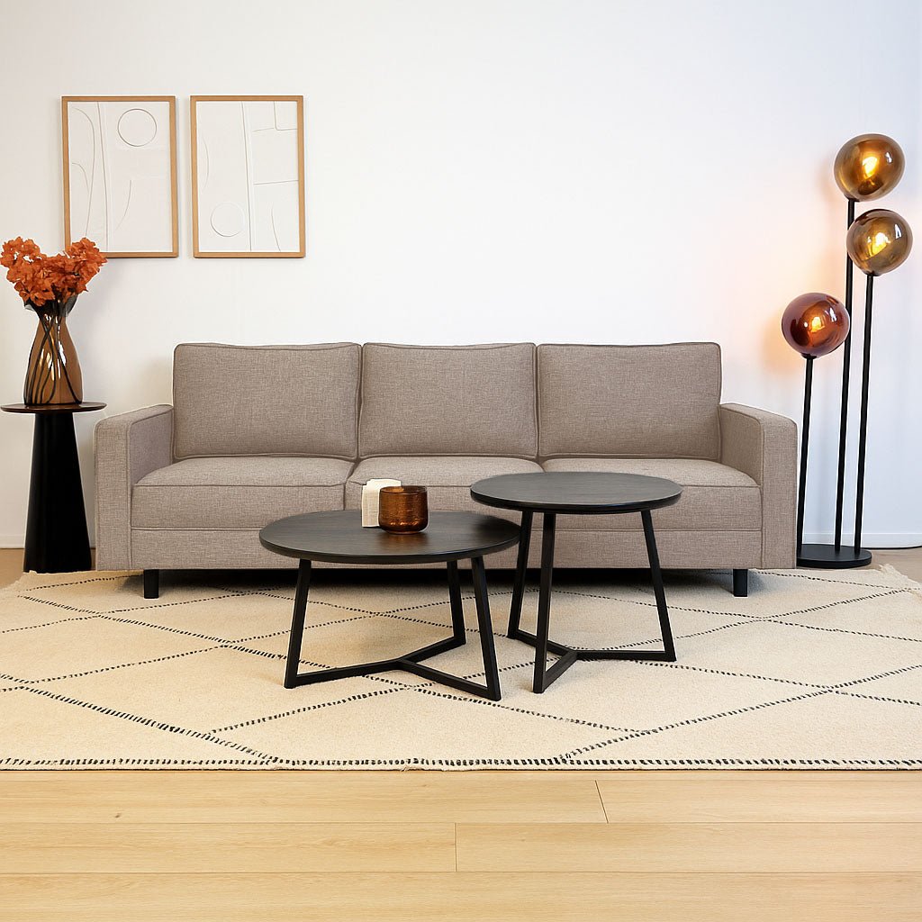 3-zits Bank Kale linnen stof taupe - comfortabele kussens