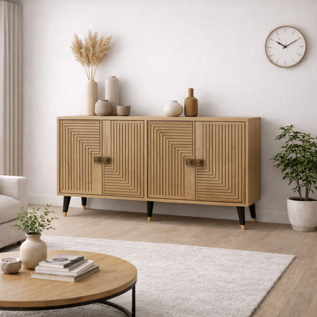 Modern Dressoir Saffier Eikenlook-Goud 120 cm Melamine Ahart