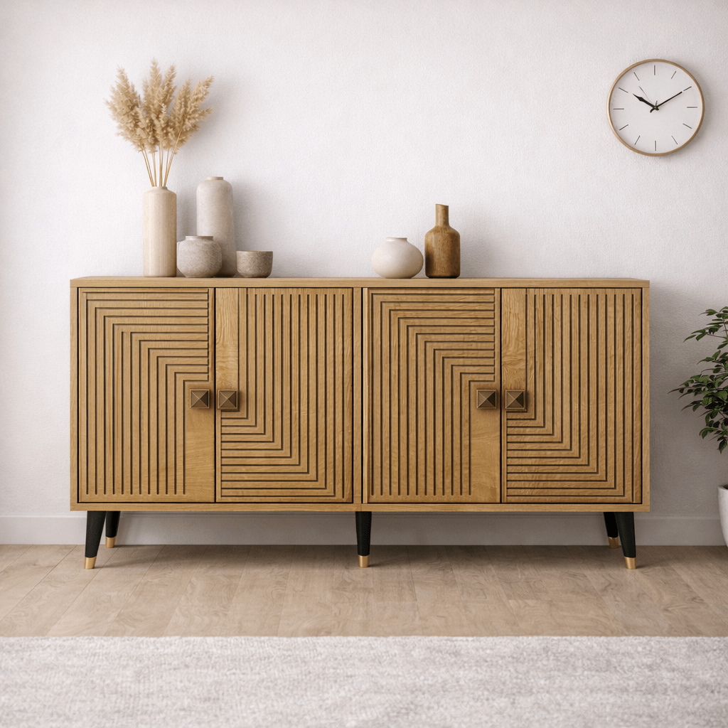 Modern Dressoir Saffier Eikenlook-Goud 120 cm Melamine Ahart