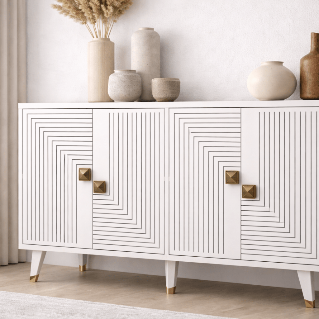 Dressoirs - Modern Dressoir Wit - Goud 120 cm Melamine Ahart - Dimehouse