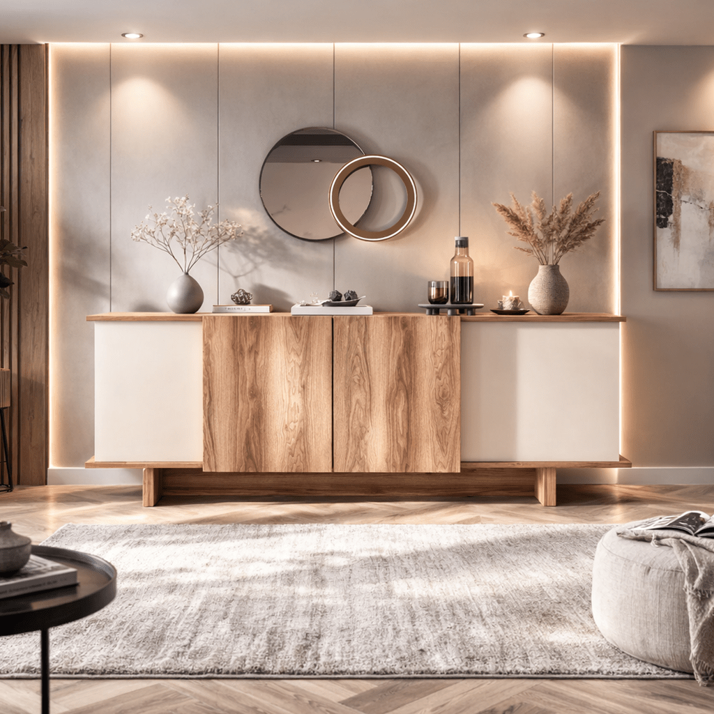 Modern Dressoir Zand-Walnootlook Melamine Diana 180 cm