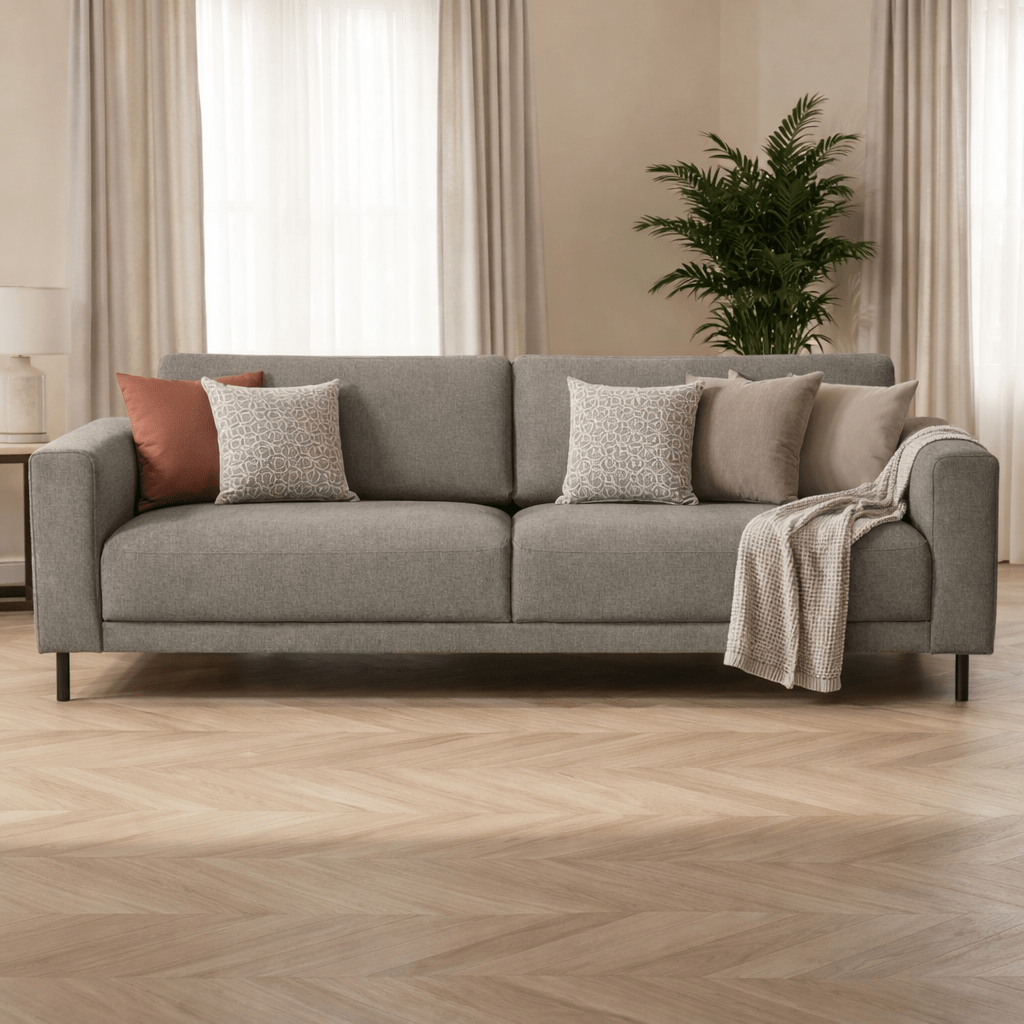 Banken - Moderne 3 - zits Bank Taupe Stof Aniko 213x90x78 cm - Dimehouse