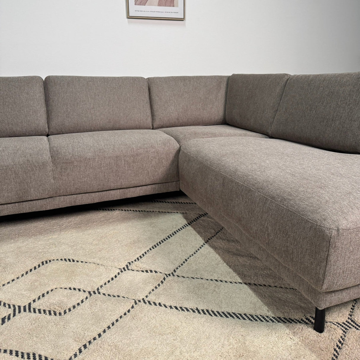 Moderne 3-zits Hoekbank Rechts Taupe Stof Aniko met Lounger 240x197x78 cm