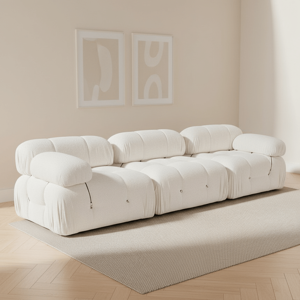 Modulaire bank 3-zits Bubble bouclé wit