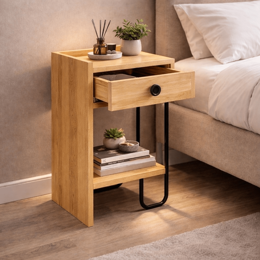 Nachtkastje Sirius Left Eik Melamine 32x61x30 cm