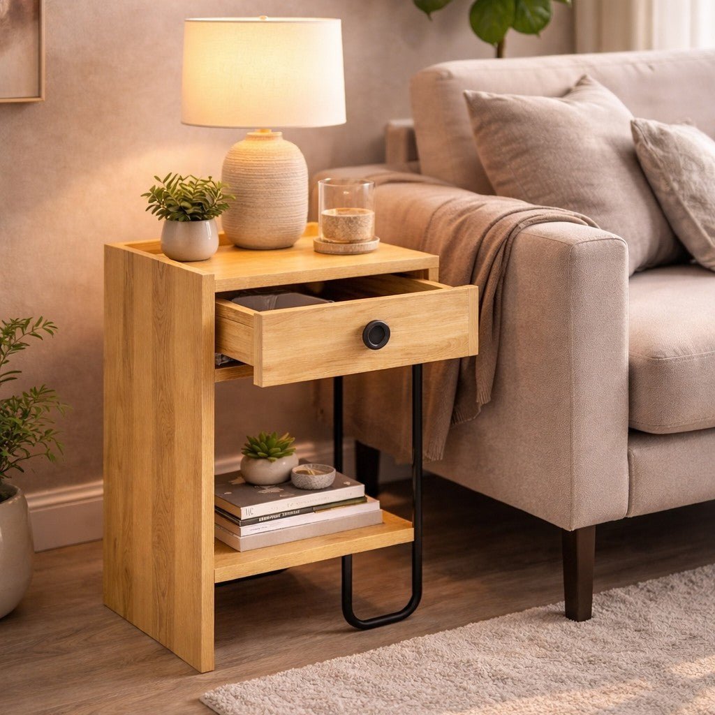 Nachtkastje Sirius Left Eik Melamine 32x61x30 cm