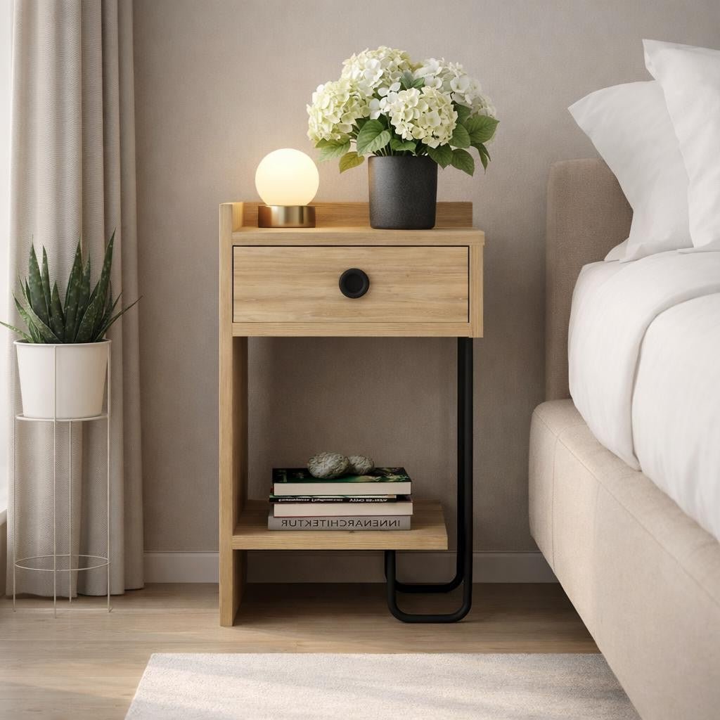 Nachtkastje Sirius Left Eik Melamine 32x61x30 cm