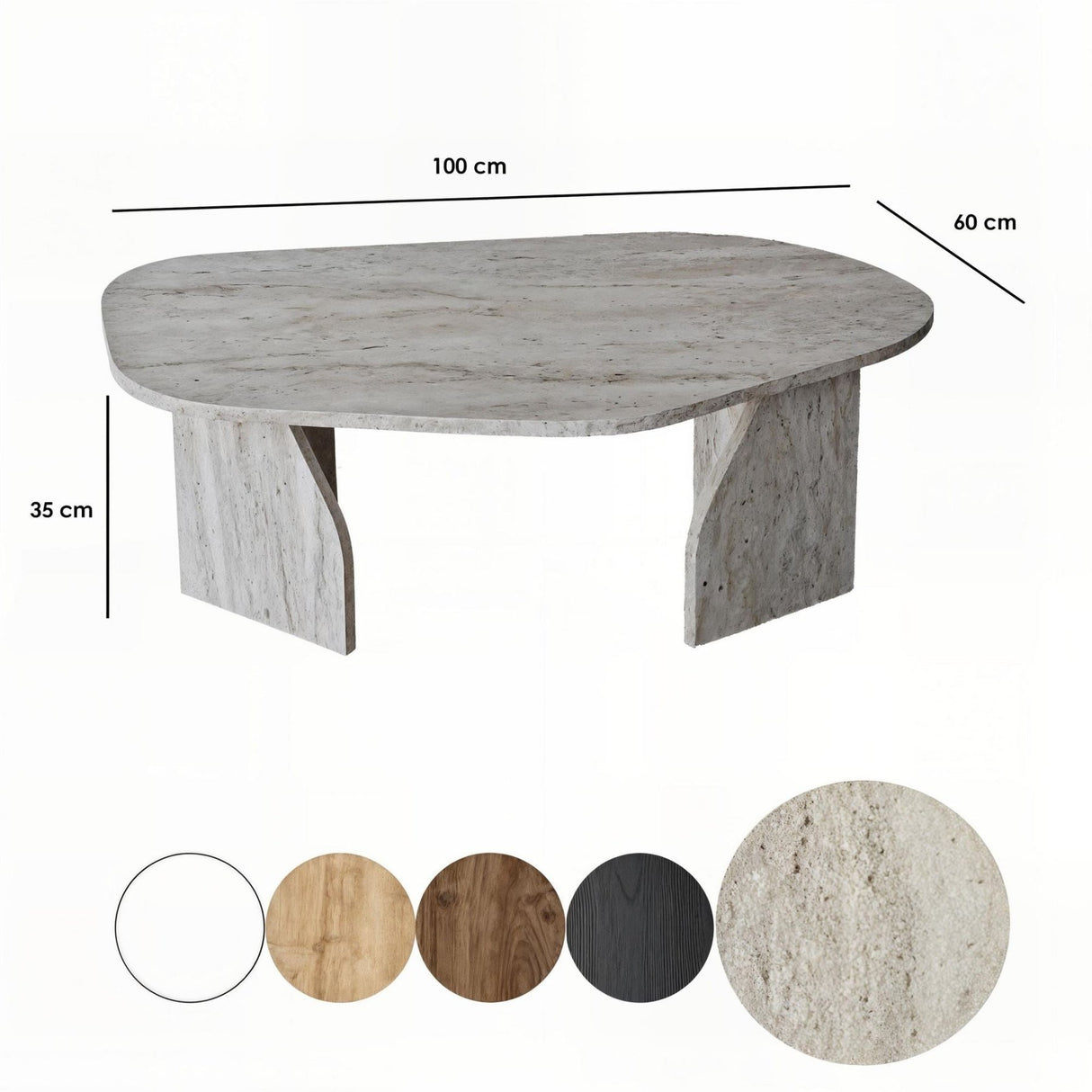 Organische Salontafel Traverin Melamine - 105x65 cm - Rack