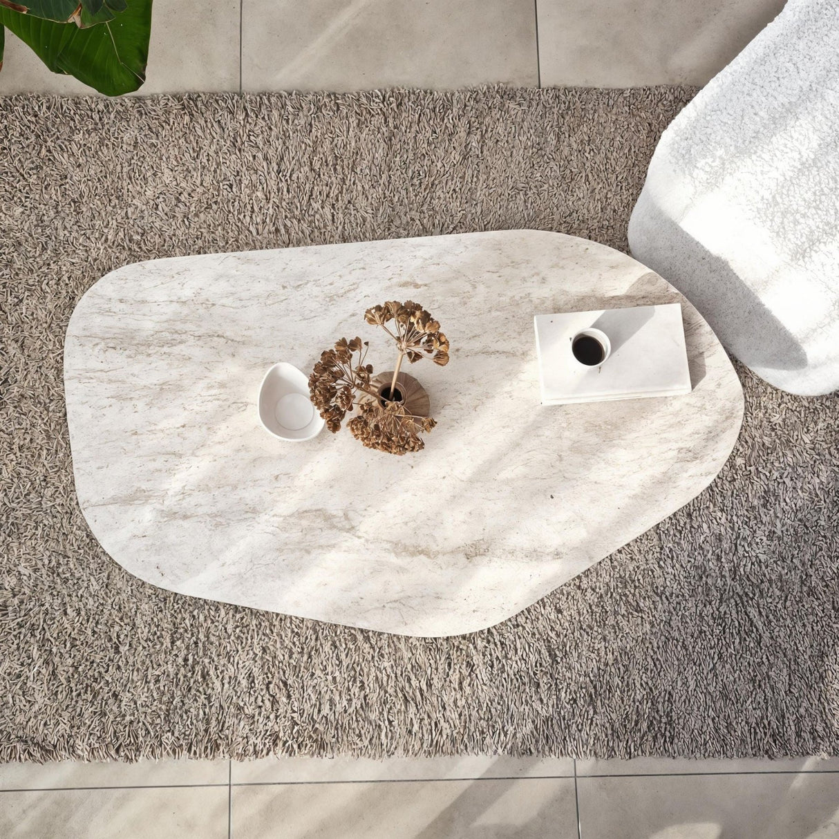 Organische Salontafel Traverin Melamine - 105x65 cm - Rack