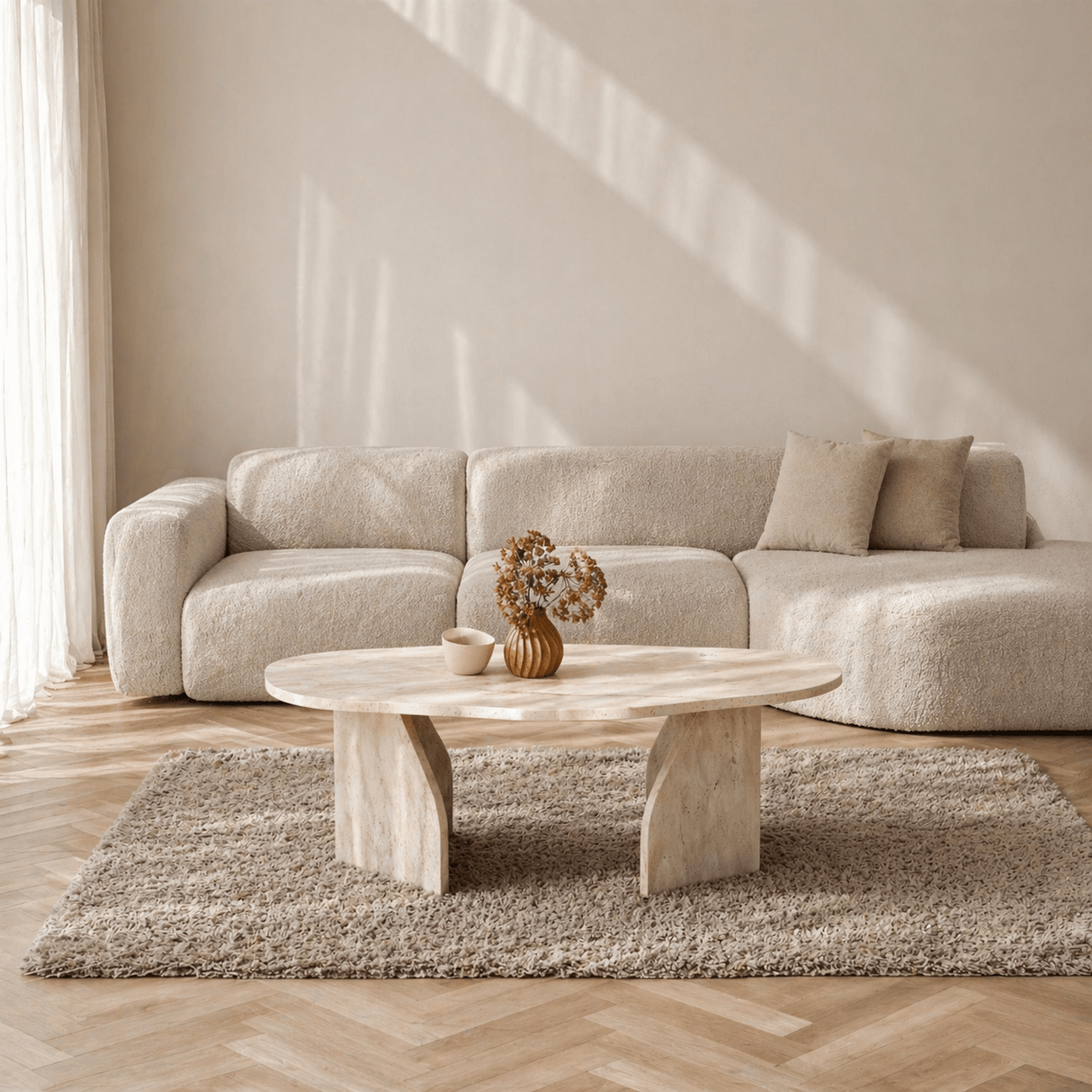 Organische Salontafel Traverin Melamine - 105x65 cm - Rack