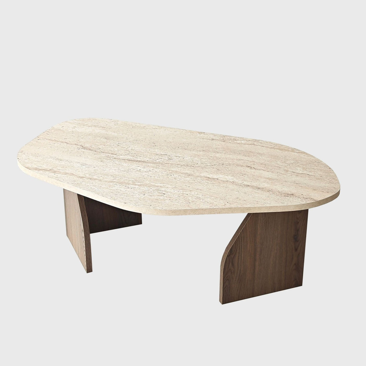 Organische Salontafel Walnoot met Traverin Melamine - 105x65 cm - Rack