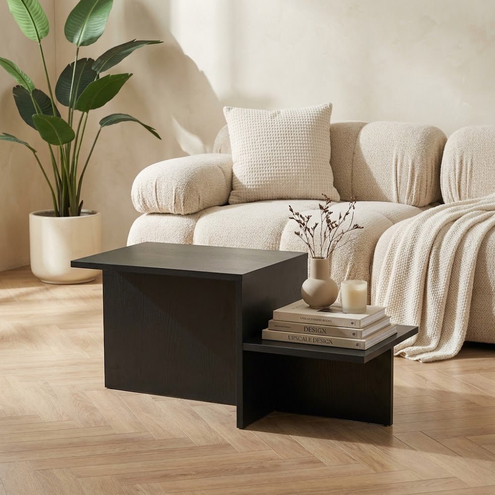 Salontafel Zwart Melamine - 80 x 40 cm - Eterna